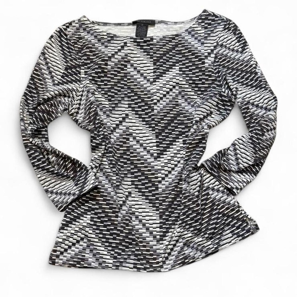Vintage 90s The Limited Black & White Abstract Geometric Print Top, Women's Sz S